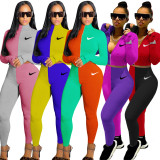 Casual Trousers Color Printed Letter Matching Set