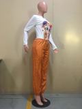 Drawstring PU Leather Pants