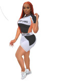 Casual Letters Print Short Sleeve Shorts Sports Pant Set