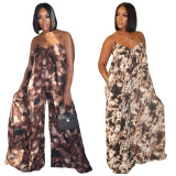 Casual Adjustable Shoulder Straps Wide Swing Jumpsuit