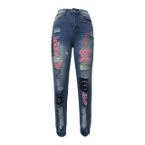 Trendy Alphabet Monkey Skinny Jeans