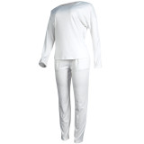Casual Solid White Fall Mujar Set