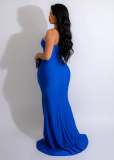 Drape Single Shoulder Side Slit Maxi Dress
