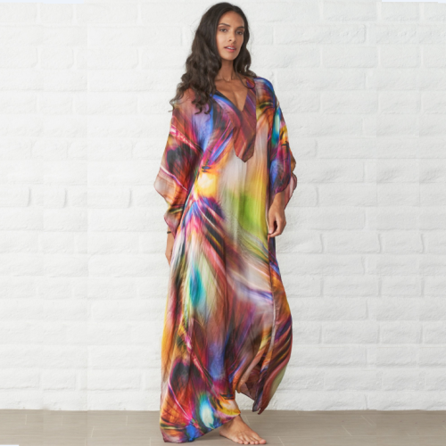 Summer Print V Neck Beach Robe