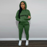 Three-dimensional Silicone Printing Hooded Collar Kangaroo Pocket Tracksuit Set