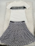 2023 New Fashion Pyrography Two Piece Pleated Skirt Set