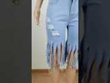 Spring Casual Solid Color Tassel Frayed Midi Jeans