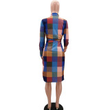 Casual Printed Midi Dress with Belt