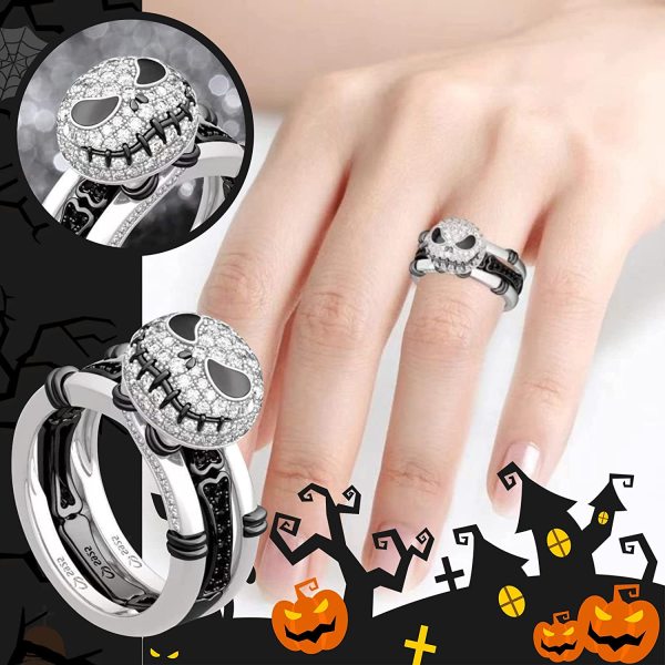 2 in 1 Black and White Skeleton Ring