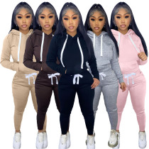 Women's Tracksuit Outfit Autumn and Winter Hooded Sweatshirt Two-Piece Sports Suit Comfy Hoodie Tops and Pant Set