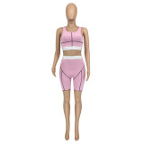 Threaded Women Vest Two Piece Set