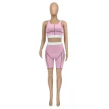 Threaded Women Vest Two Piece Set