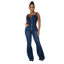 Casual Vest Denim Jumpsuit with Wide Leg Casual Vest Denim Jumpsuit with Wide Leg