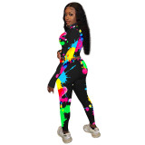 Casual Pattern Print Sweatpants Two-piece Outfits