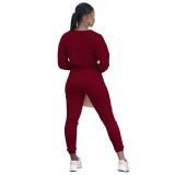 Sportswear 3 Piece Pants Sets Solid Ribbed Pit Track Jogging Sets