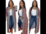 Casual Cardigan Long Dress Printed Full Sleeve Long Cloak Coat