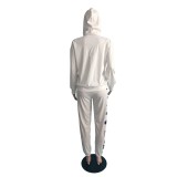 Autumn/Winter Casual Skull Printed Hoodie Sweatshirt Sweatpant Two Piece Set