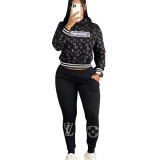 Casual Fashion Sweatshirt Set Thread Thickened Warm Pocketed Two-Piece Set