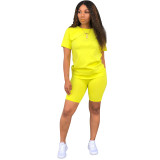 Solid Color Basic Shirt and Tight Shorts