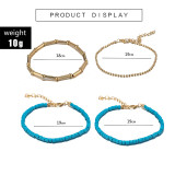 Boho Layered Anklet of 4 Set