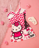 Sexy Loungewear Summer Cartoon Pattern Printed Spaghetti Strap Homewear Dress