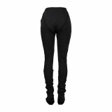 Solid Black Tight Stacked Pants