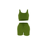 Casual Sports Double Vest and Shorts with Pocket