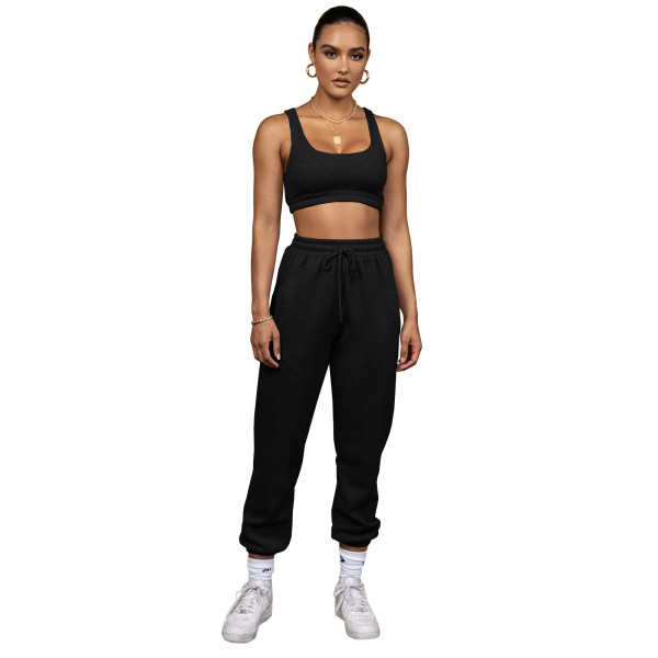 Solid Color Double-layer Sports Vest and Trousers