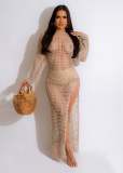 Fashion Sexy See Through Hollow Knit Crochet Tassel Dresses