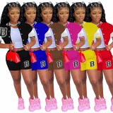Summer Red Baseball Jacket Sport Women's Set Print Active Sweatsuit Tracksuit Two Piece Fitness Outfits