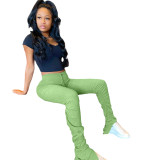 Solid Color Pleated Micro-flare Pants