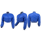 Casual Baseball Clothes Solid Color Bomber Padded Jacket