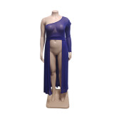 2023 Amazon Hot Sale Single Shoulder Dresses Sexy See Through Mesh Long Gowns