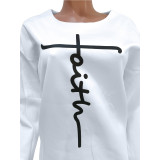 Winter Casual White Thickened Print Pant Set