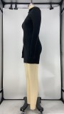 Solid Color Zipper Stitching Mini Dress