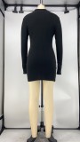 Solid Color Zipper Stitching Mini Dress