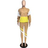 Casual Stitching Sports Long Pant Set