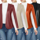 Brown PU Leather Fake 2 Pcs Set