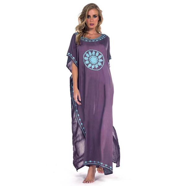 Summer V Neck Embroidered Beach Dress
