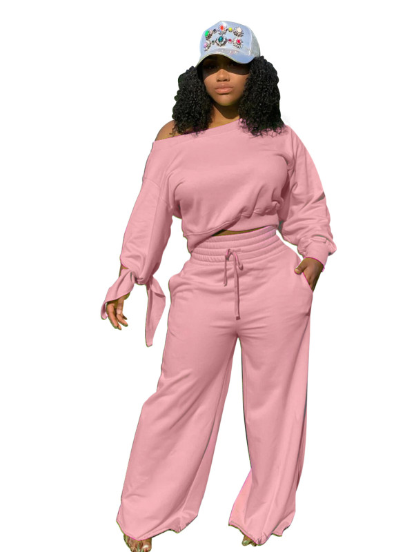 Solid Color Round Neck 2 Piece Set