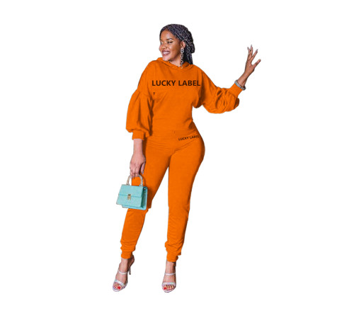 Casual Letter Print Sports Hoodie Pant Set (available on 12th)