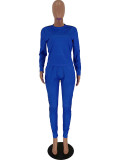 Solid Color Sides Zipper Two-piece Set