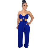 Sexy Halter Wrapped Top Wide-leg Pants Two Pieces