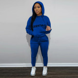 Three-dimensional Silicone Printing Hooded Collar Kangaroo Pocket Tracksuit Set