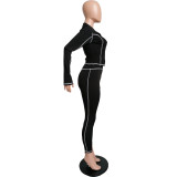 Solid Color High Neck Pant Set