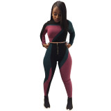 Casual Color Matching Printed Sports 2 Piece Set