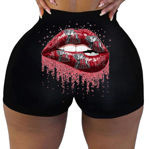 Sexy Ladies Low Waist Graphic Printed Yoga Shorts