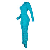 Casual Long Sleeve Bubble Fabric Pants Set