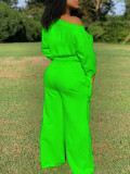 Solid Color Loose Cotton Sweatshirt Jumpsuit