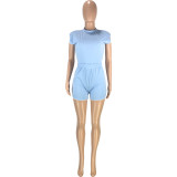 Pure Color Hot Shorts Sports Two Piece Clothing